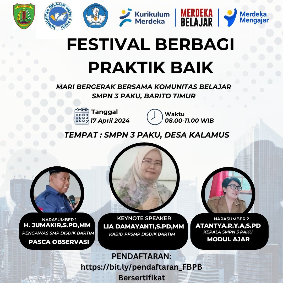 Festival Berbagi Praktik Baik SMPN 3 Paku Kab. Barito Timur