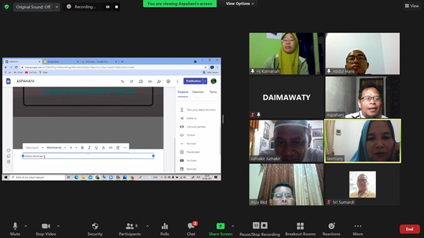 Narasumber Pembuatan Portofolio Digital Pengawas Kemenag Bartim, melalui Zoom meeting
